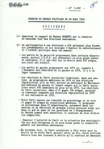 Mise en ligne des archives de Direction du P.C.F. (1945-1980)